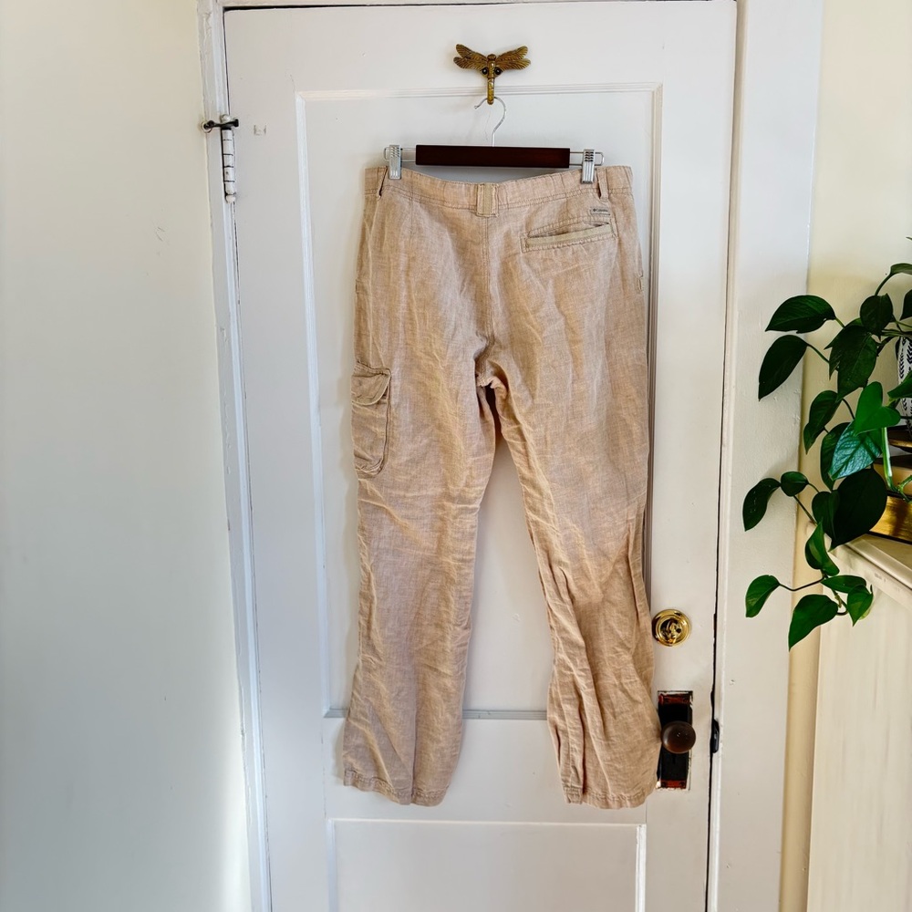 Columbia Lightweight Beige Linen/Cotton Straight Leg Utility Cargo Pants - 10 - Picture 4 of 10